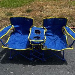 Child Double Folding Chair With Cupholder