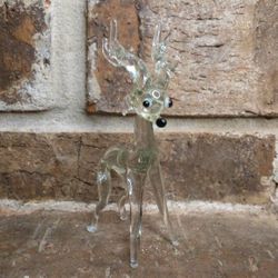 Vintage Small Blown Glass Deer Figurine 