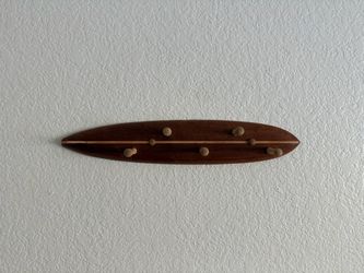 Wood Surf board wall coat hanger