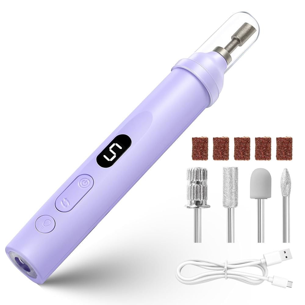Electric Nail Drill Machine Handheld Flat Light 2-in-1 for Beginners Acrylic Gel Nails Manicure Pedicure Polishing Shape Tool with 8 Bits Gel Nails an