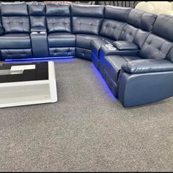 Black LED Light Sectional Couch