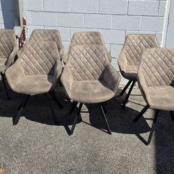 8 METAL AND MICROFIBER CHAIRS