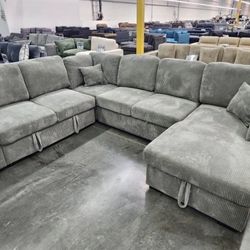 New Sleeper Sectional Couch With Storages And USB / Free Delivery 