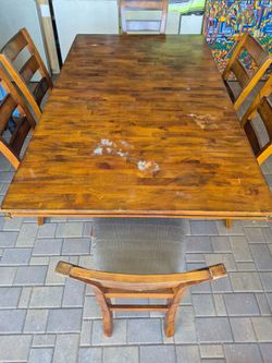 Solid Wood dining set// table with 6 chairs,  please see all the pictures for details