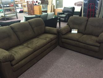 Brown microfiber sofa and loveseat