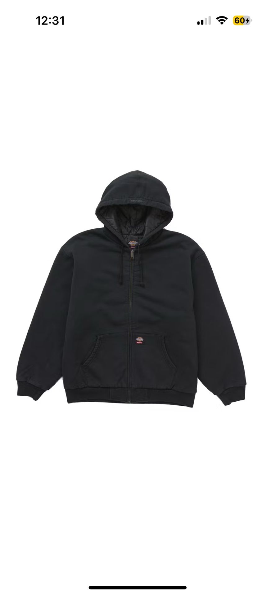Supreme Dickies quilted Lined Zip Up Hooded Jacket