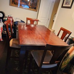 Wooden Dining Table with 4 Chairs with inserts