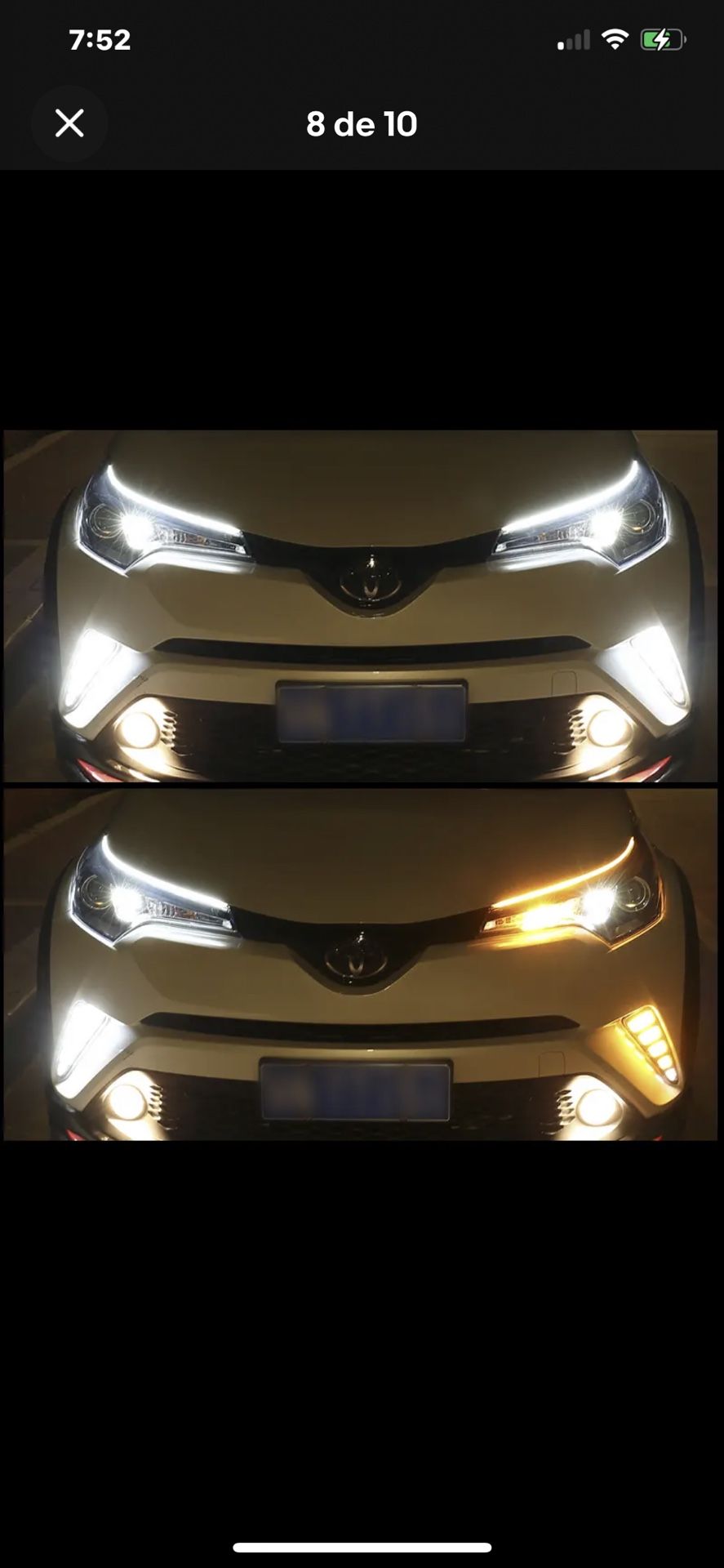 2pcs 45CM Yellow Sequential Turn Signal LED White DRL Headlight Strip Light 12V