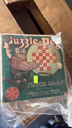 Vintage Puzzle-Peg Board Game by Lubbers & Bell