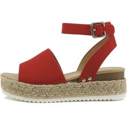 Soda Topic Open Toe Buckle Ankle Strap Platform Wedge Casual Sandal