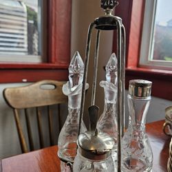 Antique Condiment glass and silver plated Vintage