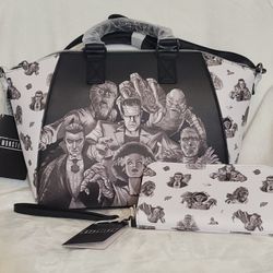 Loungefly Universal Monsters satchel crossbody and tech wallet wristlet 