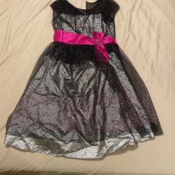 Girls Black And Pink Sparkly Dress 