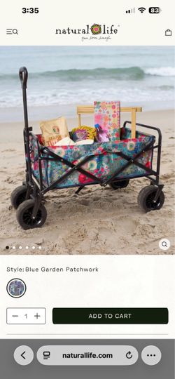 Natural Life Blue Garden Patchwork Folding Wagon