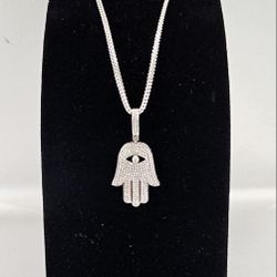 Gold Diamond Hamsa Necklace #13863