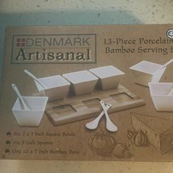 denmark artisanal bamboo 13 piece porcelain set 