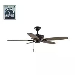 New Hampton Bay North Pond 52” Indoor/Outdoor Matte Black Ceiling Fan with Downrod and Reversible Motor