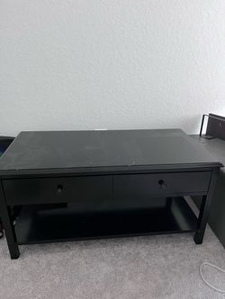 Black Coffee Table with Drawers and Shelf