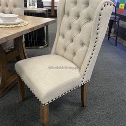 Beige Wingback Dining Chairs Set Of 2 Brand New In Box 