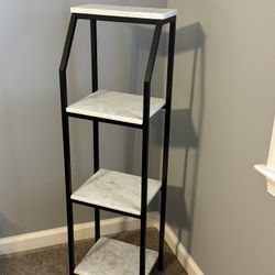 White Marble & Black Metal Etagere Shelf Stand 