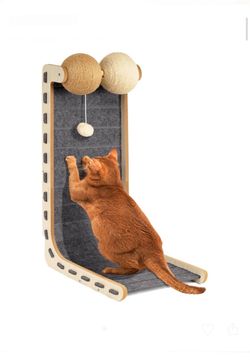 Felt Cat Scratcher for Indoor Cats, 28.4 Inch, Grey L Shaped Scratching Post, Scratch Board Scratchers for Large Cat Scratch Pad with Sisal Ball Kitte