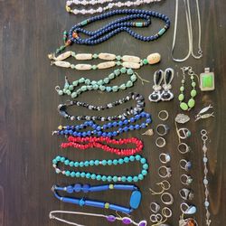 Large Lot Of Sterling Silver & Beads Jewelry 