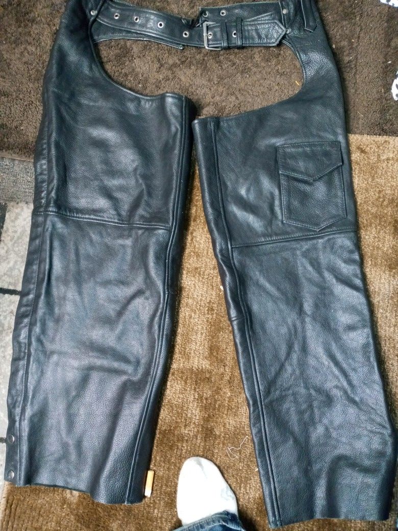 USA Bikers Dream Apparel Insulated,Super Soft Leather Chaps Size XL @$15