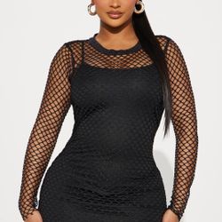 Fashion Nova Fishnet Dress, Size Small