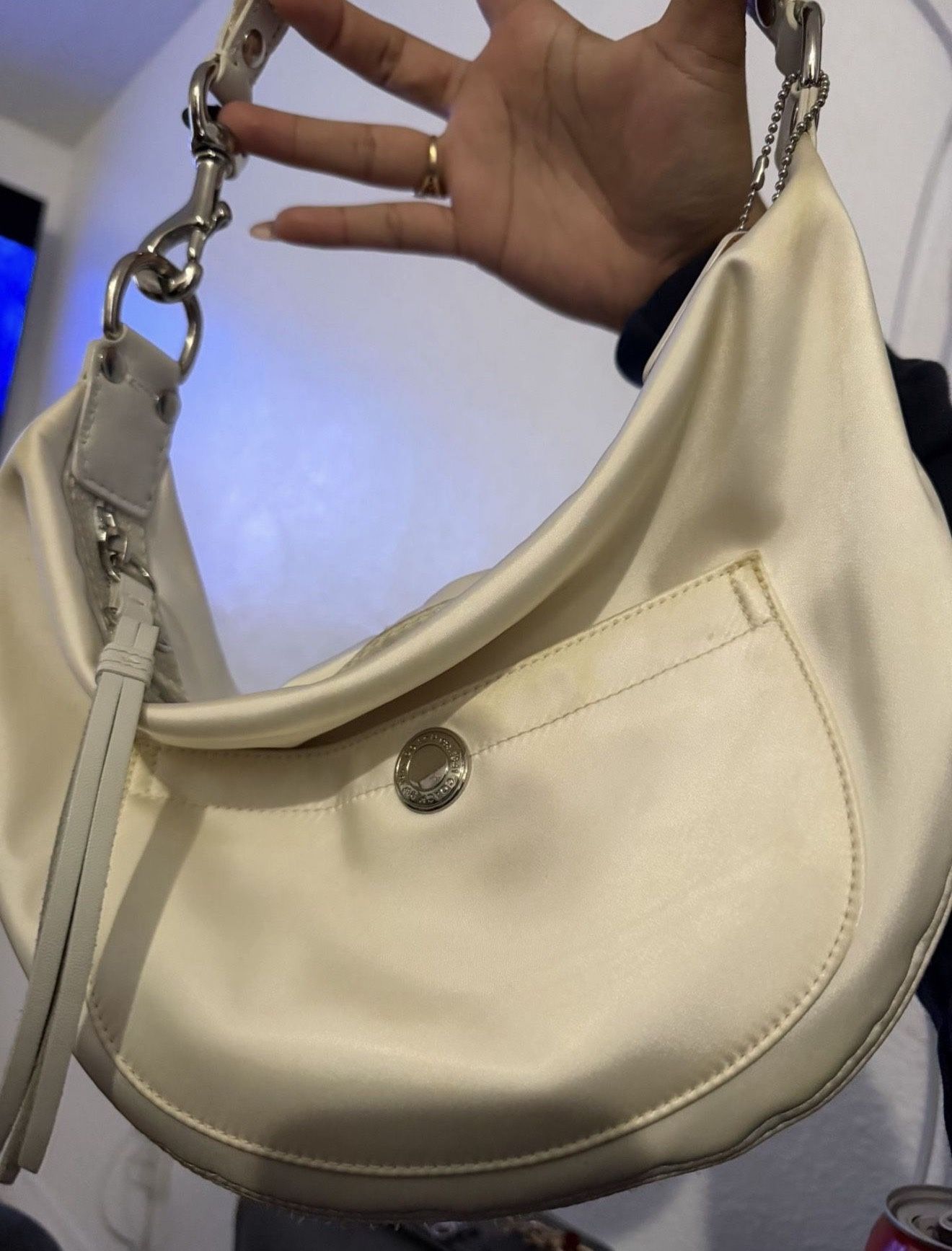 Coach White Sateen Hobo Bag (PLEASE READ DESCRIPTION)