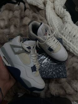 Air Jordan 4 White Navy Sneakers