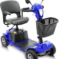 4 Wheel Mobility Scooter, Upgrade Electric Power Mobile Wheelchair for Seniors Adult with Lights Collapsible and Compact Duty Travel Scooter w/Basket