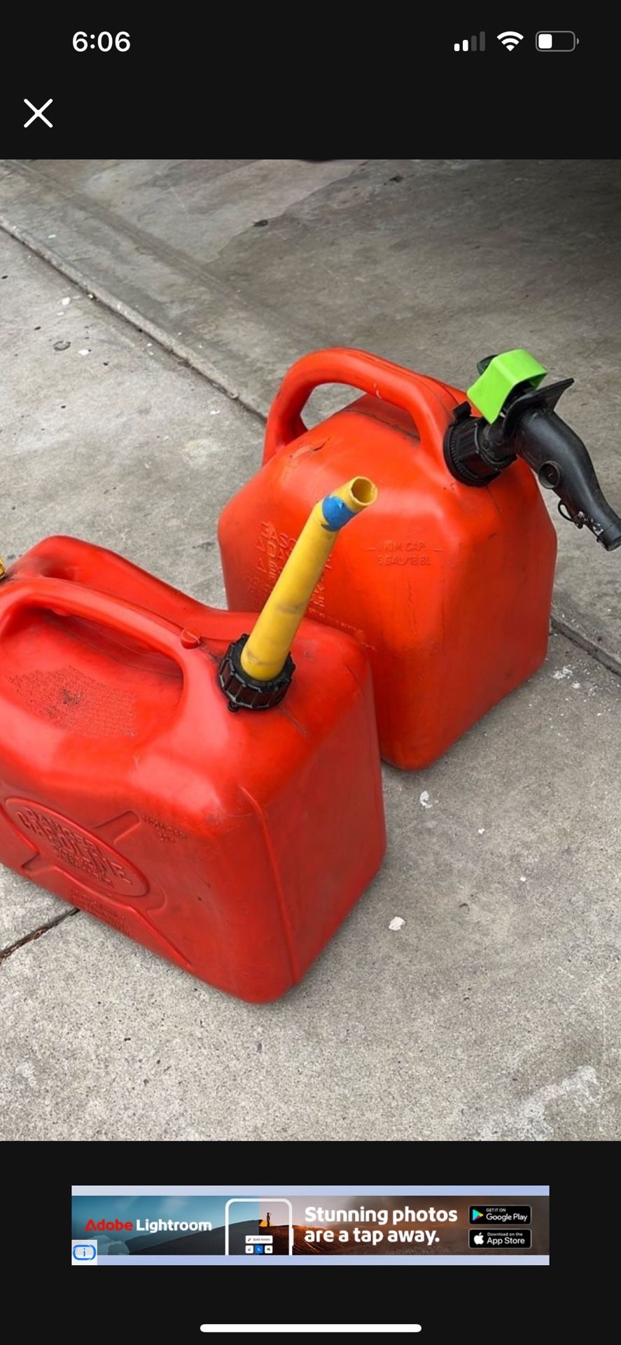 Fuel Gasoline Storage Container. $20 For Both