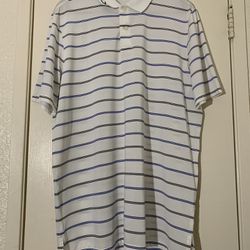 RLX Ralph Lauren Polo Shirt White Stripped Mens Size L