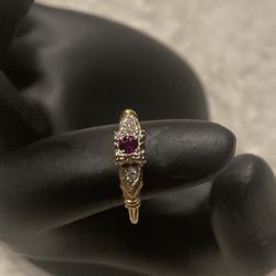 Vintage 14k Engagement Ring Diamonds & Ruby