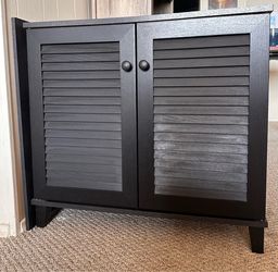 Black Wood Shoe Cabinet / Entryway Storage