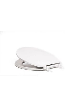 Replacement for Round, Closed Front Toilet Seat with Cover, Plastic in White High Gloss 