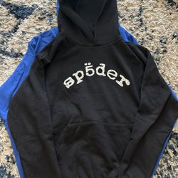 sp5der vvs rhinestones hoodie size s 