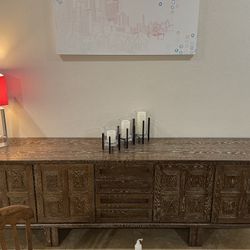 German Handcrafted Sideboard Armoire Furniture Piece - Limed Oak - 4 Of 5 Set