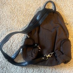 Baggallini: Brown/Red Convertible backpack/ sling bag