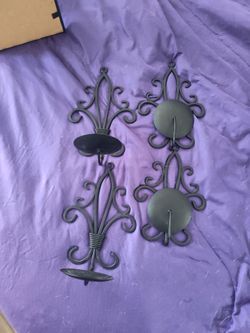 Black Metal Wall Candle Sconces Set of 4