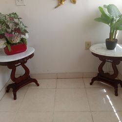 Two Victorian Side Table Marble Top 25in.tall X21in.wide Excelent Cond No Damages FREE Flowers  Arrangement