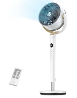 DREO Fan for Bedroom, 120° Oscillating Standing Fan, Quiet Pedestal Fan with DC Motor, 9 Speeds, 4 modes, 20dB, 120° Manual Vertical, 37-42" Adjustabl