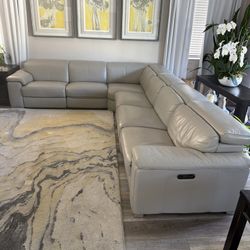 Real Leather Electric Reclining Sectional 