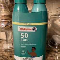 set of 2 SPF 50 continuous spray sunblock for KIDS•5.5oz•all for $10