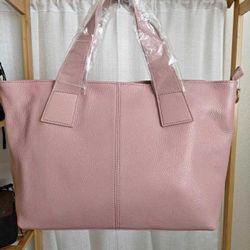 Brand New Genuine Leather Pink Tote Bag – With Crossbody Strap