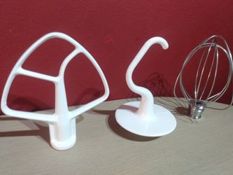 New 3pc KitchenAid Dough Hook, Wire Whip, Flat Beater Accessories Set Attachment 4.5 - 5 Quart  K45