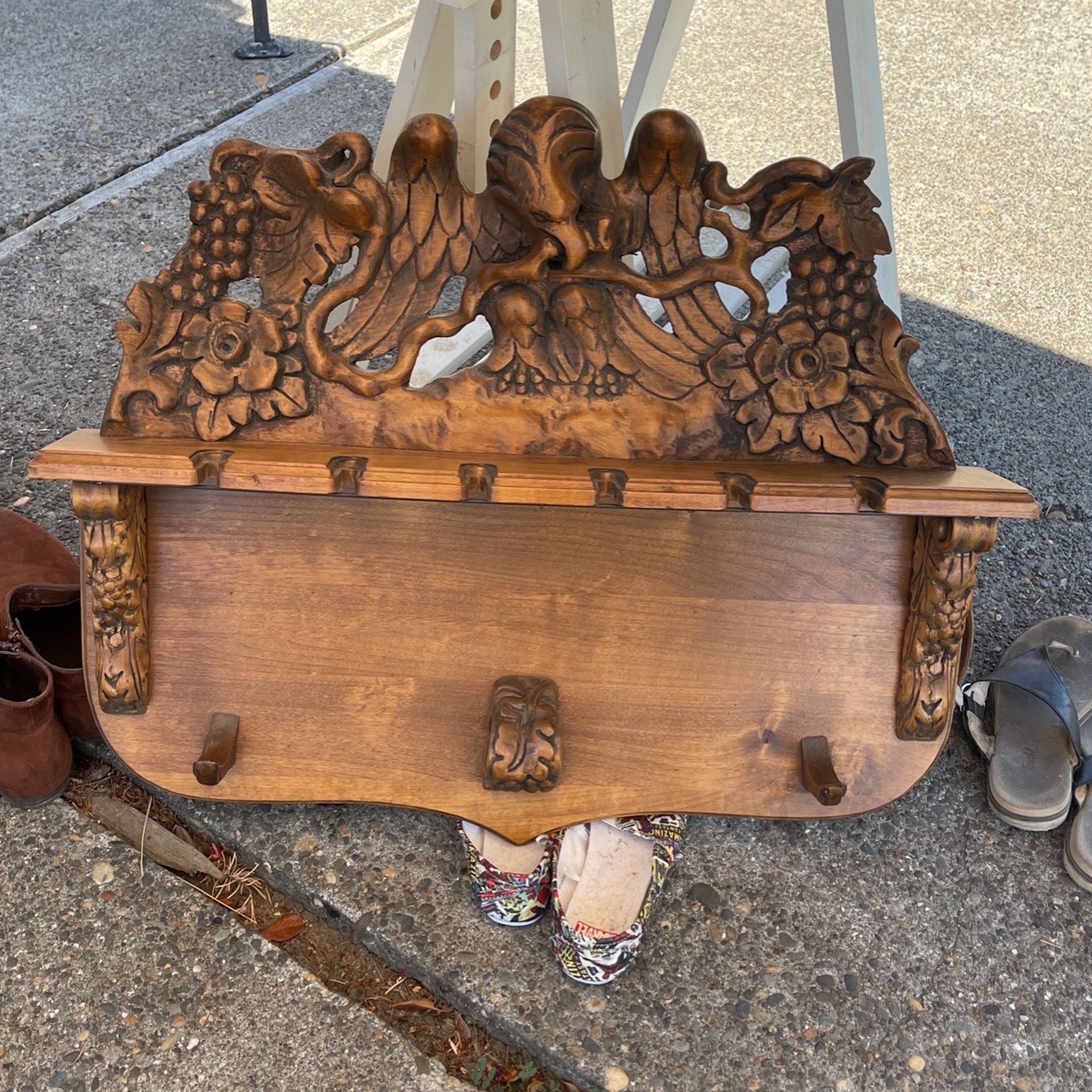 Wine / Wine Glass Rack: Hand Carved VINTAGE