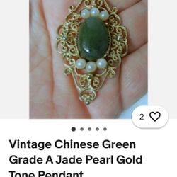 Vintage Chinese Green  Jade Necklace 