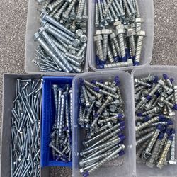 Huge Lot Of Blue Tip Wedge Bolt Anchors For Concrete  Prices Vary by size and quantity  Selling by packs of 10  Average $20 to $30 per lot of 10 or $1