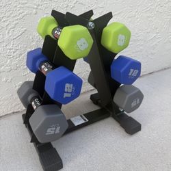 CAP 70LB Neoprene Dumbbell Set With Stand - Brand New 